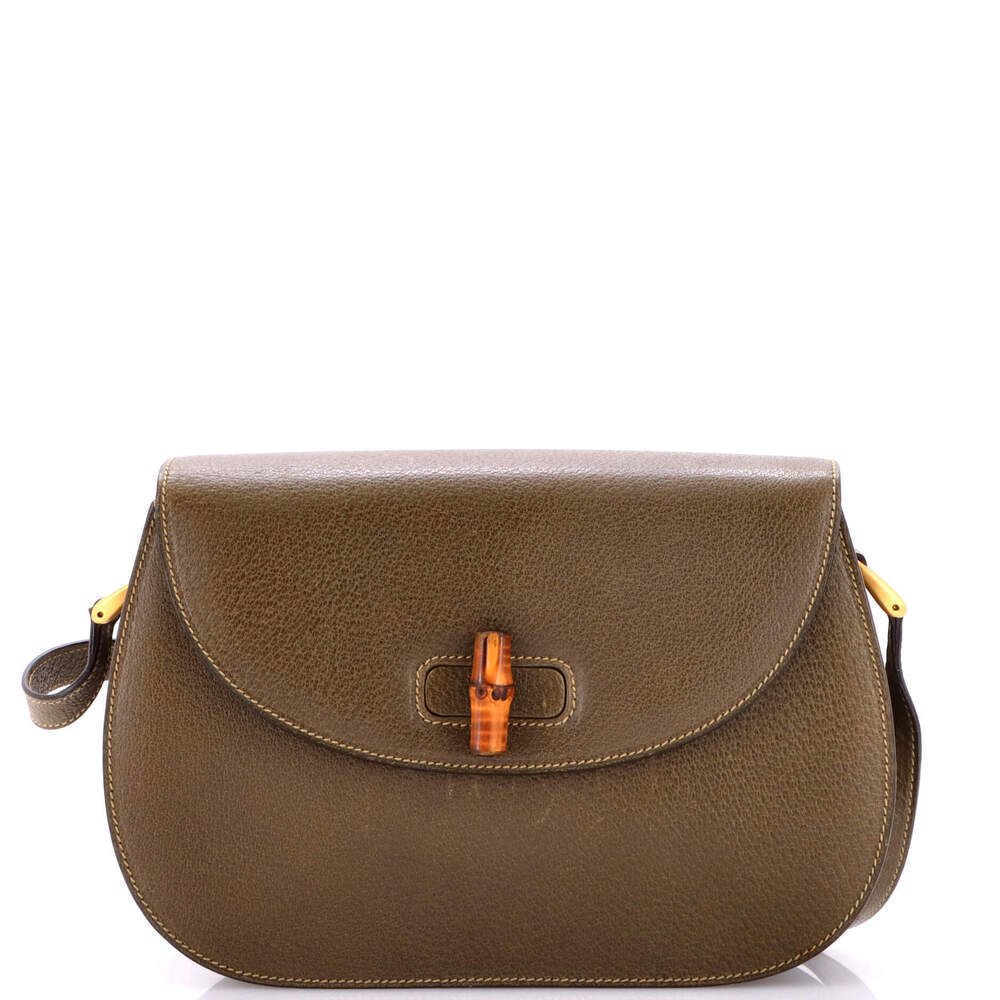 Gucci Medium Vintage Convertible Bamboo Top Handle Bag Leather